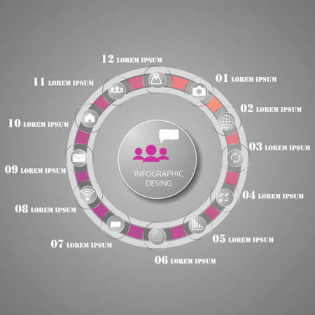 12 steps vector circle for infographic. Template for diagram.のイラスト素材