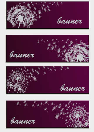 Set of banners with flower dandelion sketchのイラスト素材