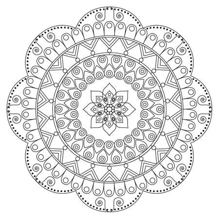 Flower Mandala. Vintage decorative elements. Oriental pattern, vector illustration. Islam, Arabic, Indian, turkish, pakistan, chinese, ottoman motifsのイラスト素材