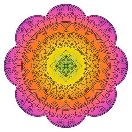 Flower Mandala. Vintage decorative elements. Oriental pattern, vector illustration. Islam, Arabic, Indian, turkish, pakistan, chinese, ottoman motifsのイラスト素材