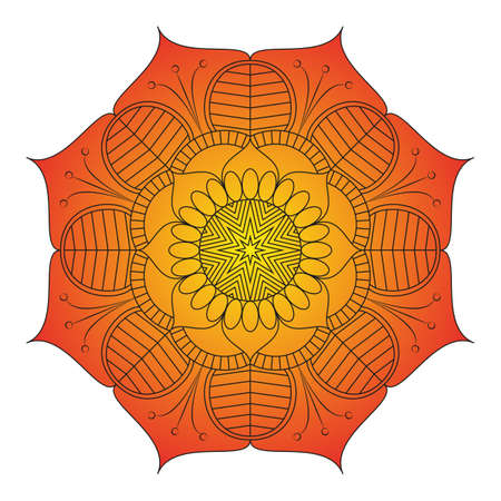 Oriental pattern. Traditional round coloring ornament. Mandala. Adult coloring. Round Ornament Pattern. Geometric circle element made in vector.のイラスト素材