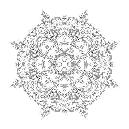 Flower Mandala. Vintage decorative elements. Oriental pattern, vector illustration. Islam, Arabic, Indian, moroccan,spain, turkish, pakistan, chinese, mystic, ottoman motifs. Coloring book pageのイラスト素材