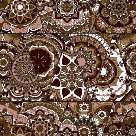 Seamless mandalas pattern. Vintage decorative elements with mandala. Hand drawn mandala background....