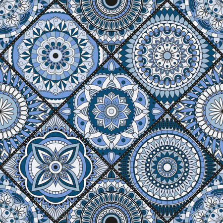 Seamless pattern. Vintage decorative elements. Hand drawn background. Islam, Arabic, Indian, ottoman motifs. Perfect for printing on fabric or paper.のイラスト素材