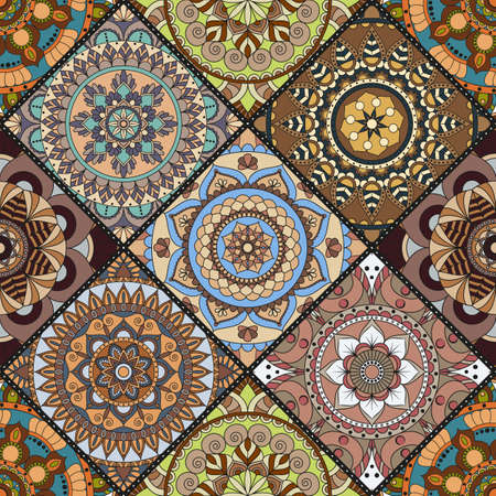 Seamless pattern. Vintage decorative elements. Hand drawn background. Islam, Arabic, Indian, ottoman motifs. Perfect for printing on fabric or paper.のイラスト素材