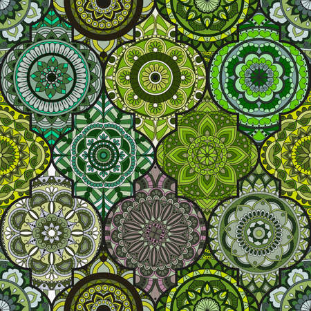 Seamless pattern. Vintage decorative elements. Hand drawn background. Islam, Arabic, Indian, ottoman motifs. Perfect for printing on fabric or paper.のイラスト素材