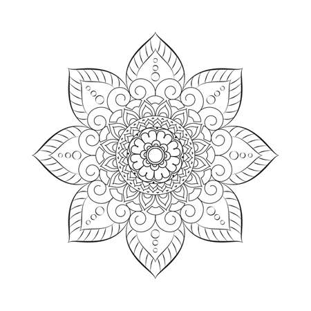 Flower Mandala. Vintage decorative elements. Oriental pattern, vector illustration. Islam, Arabic, Indian, moroccan,spain, turkish, pakistan, chinese, mystic, ottoman motifs. Coloring book pageのイラスト素材