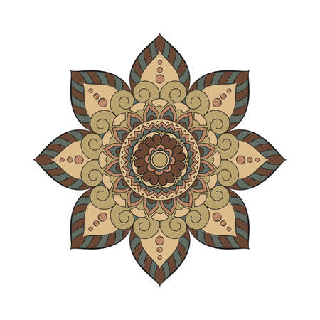 Flower Mandalas. Vintage decorative elements. Oriental pattern, vector illustration. Islam, Arabic, Indian, turkish, pakistan, chinese, ottoman motifsのイラスト素材