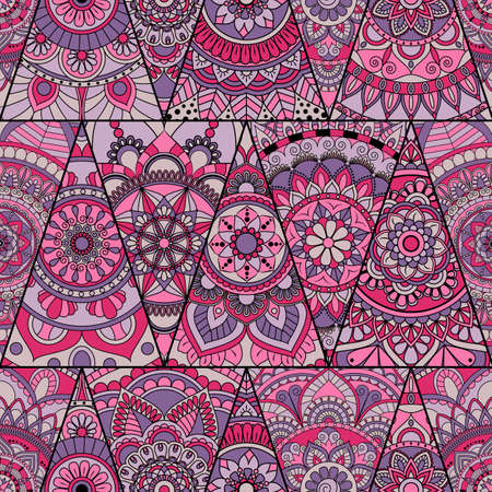 Seamless mandalas pattern. Vintage decorative elements with mandala. Hand drawn mandala background. Islam, Arabic mandala, Indian, mandala ottoman motifs. Perfect for printing on fabric or paper.のイラスト素材