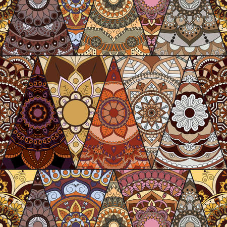 Seamless mandalas pattern. Vintage decorative elements with mandala. Hand drawn mandala background. Islam, Arabic mandala, Indian, mandala ottoman motifs. Perfect for printing on fabric or paper.のイラスト素材