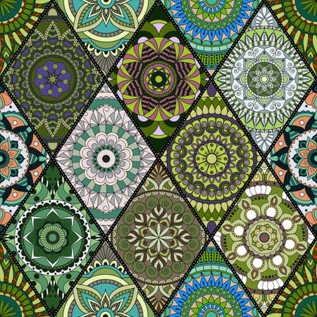 Seamless pattern. Vintage decorative elements. Hand drawn background. Islam, Arabic, Indian, ottoman motifs. Perfect for printing on fabric or paper.のイラスト素材