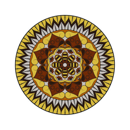 Flower Mandalas. Vintage decorative elements. Oriental pattern, vector illustration. Islam, Arabic, Indian, turkish, pakistan, chinese, ottoman motifsのイラスト素材