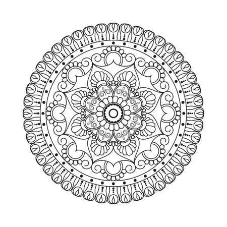 Flower Mandala. Vintage decorative elements. Oriental pattern, vector illustration. Islam, Arabic, Indian, moroccan,spain, turkish, pakistan, chinese, mystic, ottoman motifs. Coloring book pageのイラスト素材
