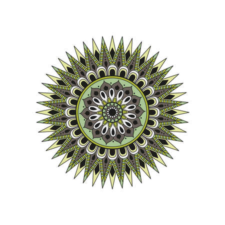 Flower Mandala, Oriental pattern in colored illustration.のイラスト素材