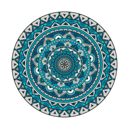 Flower Mandala, Oriental pattern in colored illustration.のイラスト素材