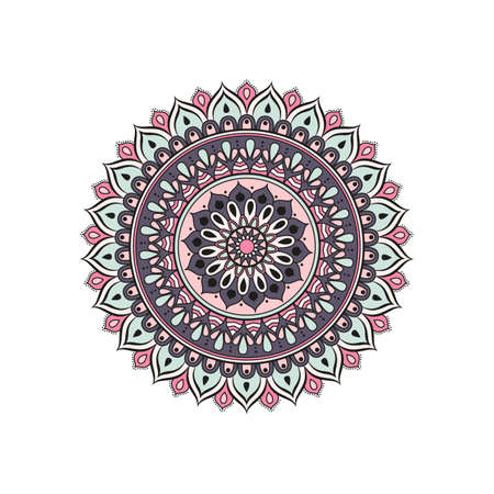Flower Mandala, Oriental pattern in coloring illustration.のイラスト素材