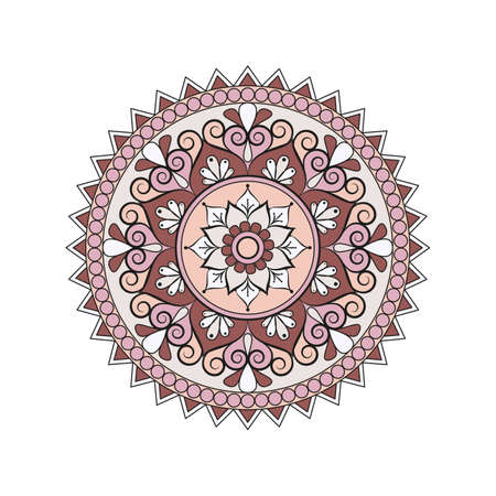 Flower Mandala, Oriental pattern in colored illustration.のイラスト素材