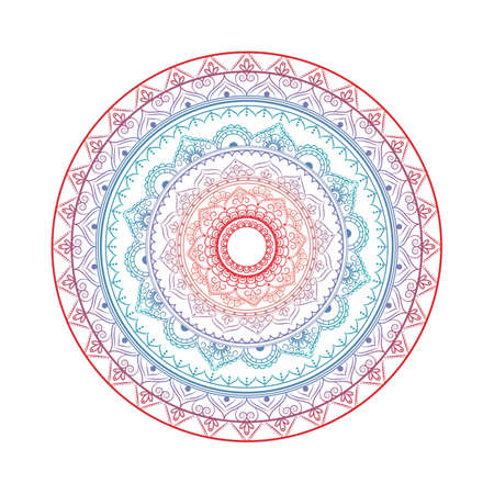 Flower Mandala, Oriental pattern in colored illustration.のイラスト素材