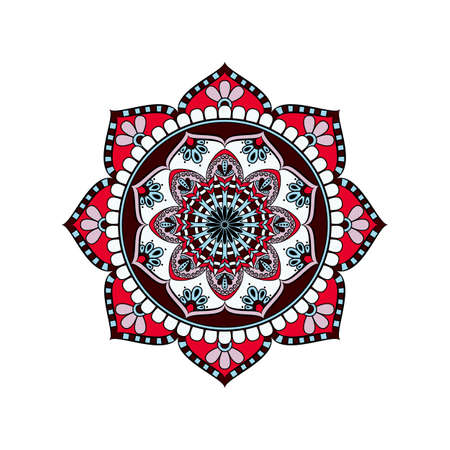 Flower Mandala, Oriental pattern in colored illustration.のイラスト素材