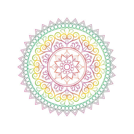 Flower Mandala, Oriental pattern in colored illustration.のイラスト素材