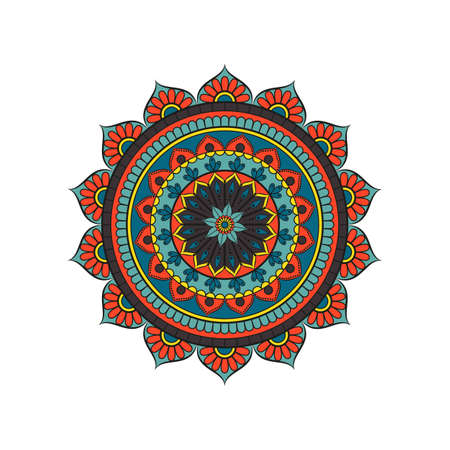 Flower Mandala, Oriental pattern in colored illustration.のイラスト素材