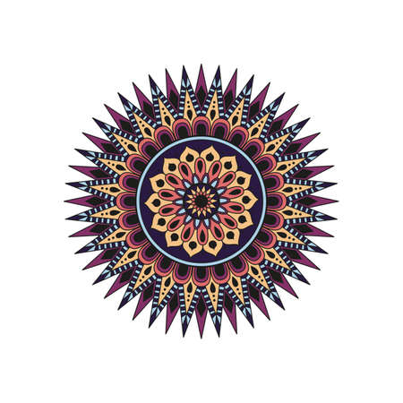 Flower Mandala, Oriental pattern in colored illustration.のイラスト素材
