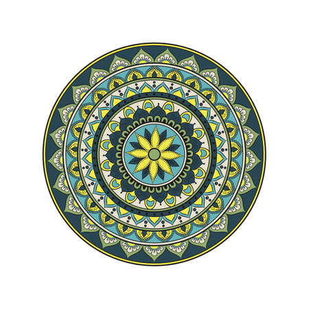 Flower Mandala, Oriental pattern in colored illustration.のイラスト素材