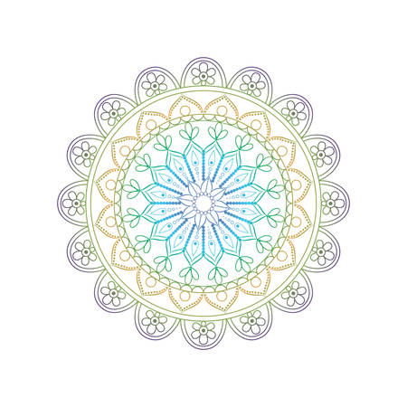 Flower Mandala, Oriental pattern in colored illustration.のイラスト素材