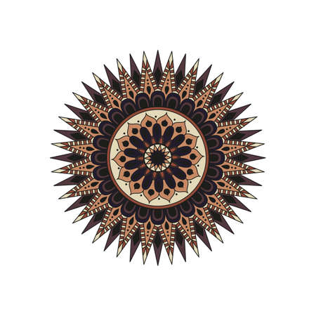 Flower Mandala, Oriental pattern in colored illustration.のイラスト素材