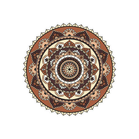 Flower Mandala, Oriental pattern in colored illustration.のイラスト素材