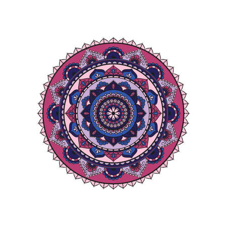 Flower Mandala, Oriental pattern in colored illustration.のイラスト素材