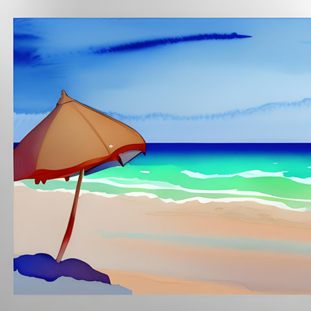 beach umbrella on the seashoreの素材