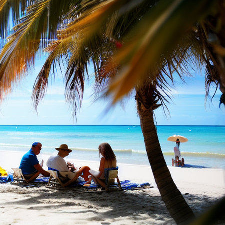 relax on the beach by the seaの素材