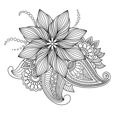 The magic drawn flowers and plants for decoration. Vector natural element in trendy doodle style for holiday.のイラスト素材