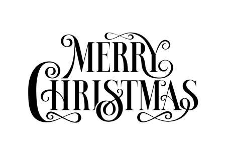 Merry Christmas, hand drawn inscription. Vector text for greeting card, background, banner, cover, postcard. Vintage holiday lettering.のイラスト素材