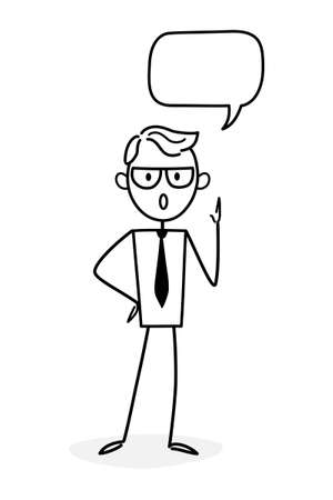Business concept for web design. A businessman taking part in business activity. The outline of a funny vector illustration for web design. An entrepreneur developing ideas. Doodle style.のイラスト素材