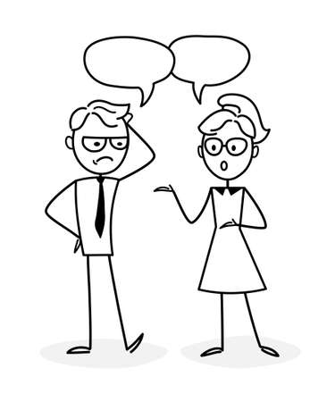 People working in the office, negotiating and discussing issues, solve problems, developing ideas, taking part in business activities. Concept for web design. Outline of a vector illustration. Doodleのイラスト素材