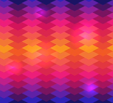 Bright colorful rhombus with glow. Texture with flow of spectrum effect. Seamless pattern.のイラスト素材