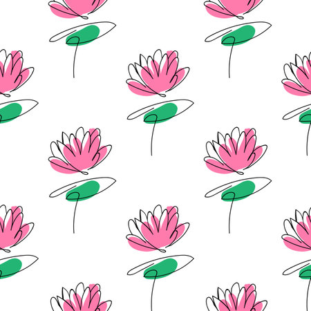 Hand drawn colorful flowers. Summer meadow collection. Beautiful design for your textile, paper, cards, web page background. Vector seamless pattern.のイラスト素材