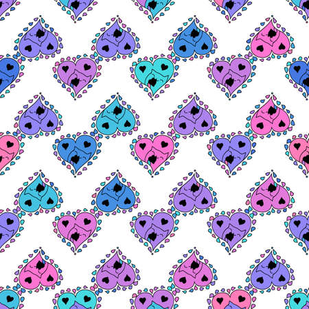 Romantic seamless pattern. Vector background. Illustration with hearts and cats. Design for t-shirt,...