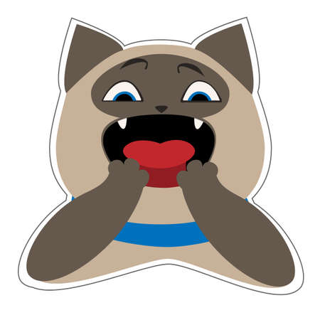 Funny siamese cat shoked. Cartoon character. Vector illustration isolated on white background.のイラスト素材