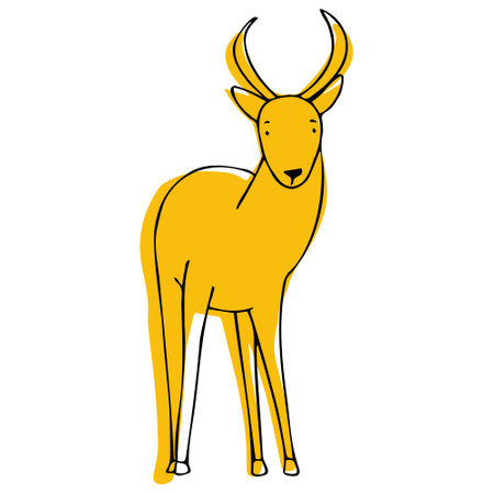 Vector image with an antelope in doodle style. Antelope for coloring.のイラスト素材