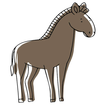 Vector image with a horse in the style of doodle. Horse for coloring.のイラスト素材