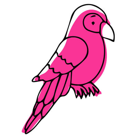 Vector illustration with flying bird in doodle style. A parrot that can be painted.のイラスト素材