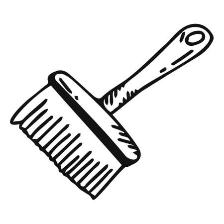 Vector brush broom for cleaning. Doodle broom brush.のイラスト素材
