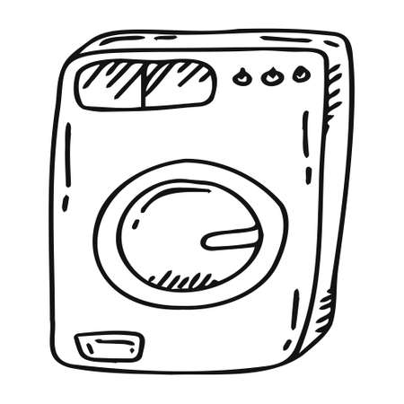 Doodle style washing machine. Washing clothes.のイラスト素材
