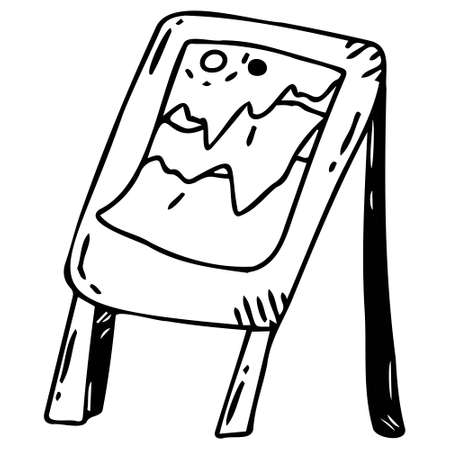 Easel for drawing with a picture in the style of doodle.のイラスト素材