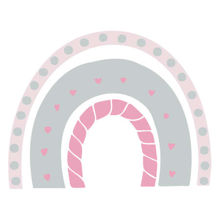 Vector rainbow of bed colors to decorate children's t-shirts, prints, patterns. Rainbow with green pink heartsのイラスト素材