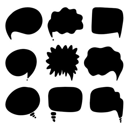 Hand drawn vector sketch speech bubbles setのイラスト素材