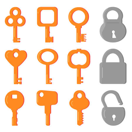 The key is yellow. Key for the keyhole. Golden Key.のイラスト素材
